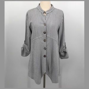 John Mark Striped Button Down Tunic Top